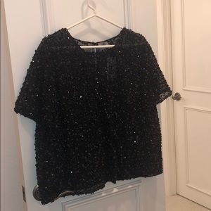 ASOS Curve Plus Size Black Sequin Top